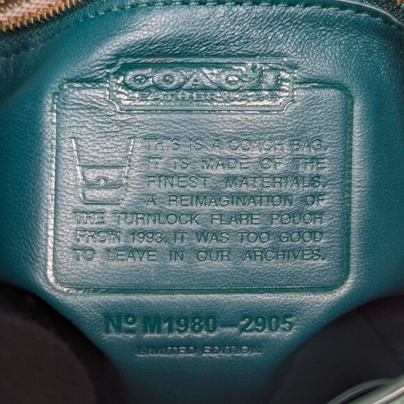 COACH Limited Edition Archive Turnlock Pouch Crossbody Shoulder Bag - Green - Picture 14 of 15